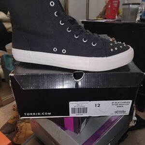 Torrid Black High-Top Sneakers with Silver Studs